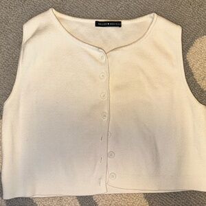Brandy Melville Cream Button-Up Sleeveless Top